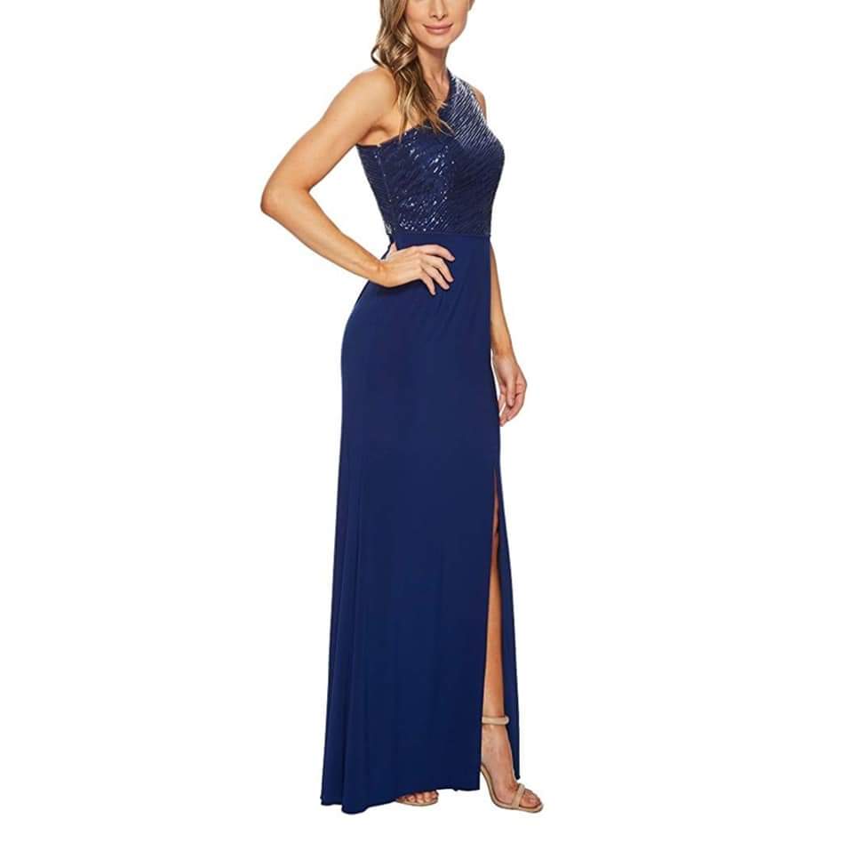 NWT Adrianna Papell One Shoulder Sequin Bodice Gown