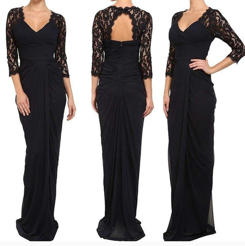Elie Saab Black Studded Silk Formal Gown