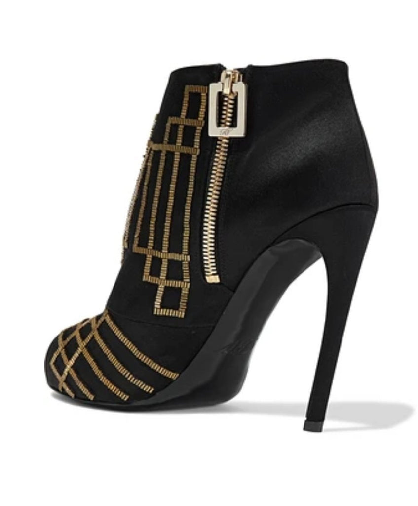 NWT ROGER VIVIER Beaded Satin Ankle Boots