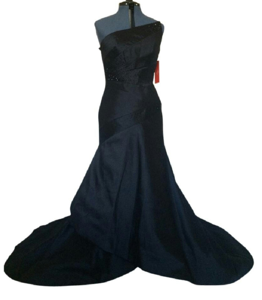Monique Lhuillier Black Asymmetrical Ball Gown