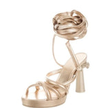CHANEL  Leather Column Sandals