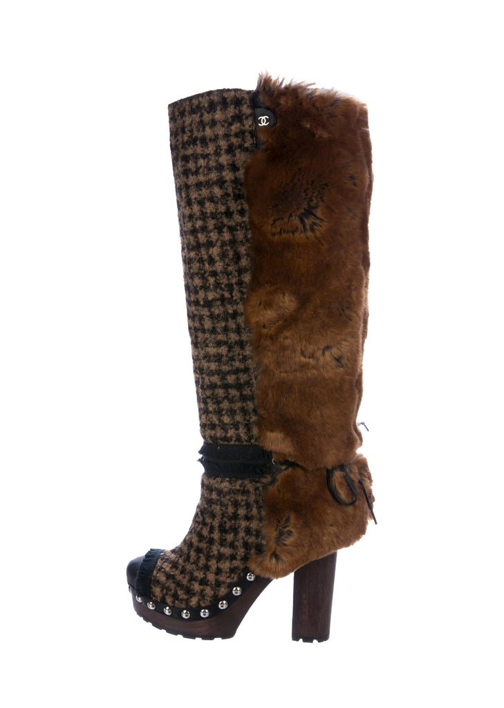 CHANEL Tweed Knee-High Boots NWT Size: 9.5 IT 39.5 – Right Fashion