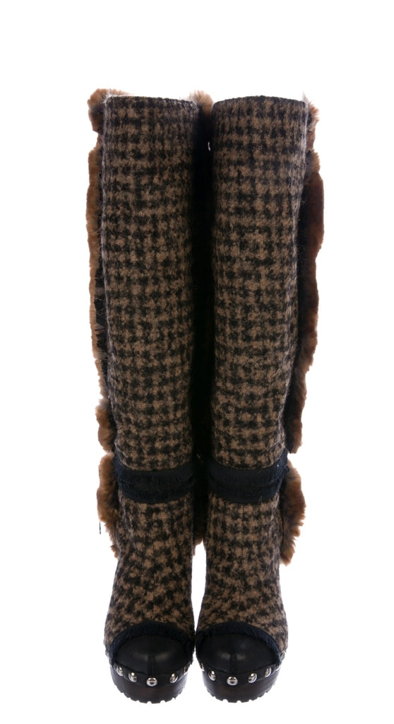 CHANEL

Tweed Knee-High Boots NWT 
Size: 9.5  IT 39.5